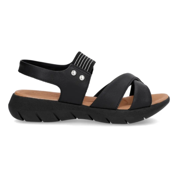 Sandália Usaflex Feminina em Couro Preto AL1405