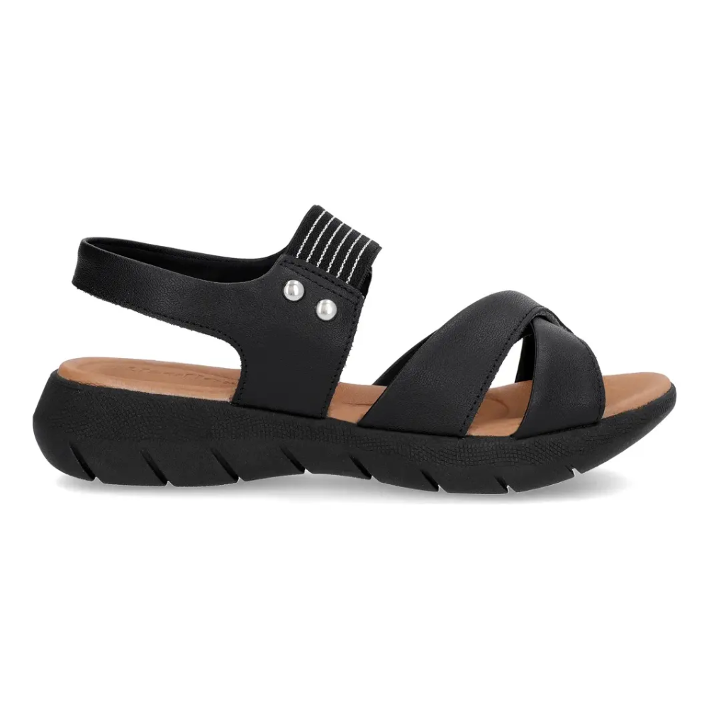Sandália Usaflex Feminina em Couro Preto AL1405