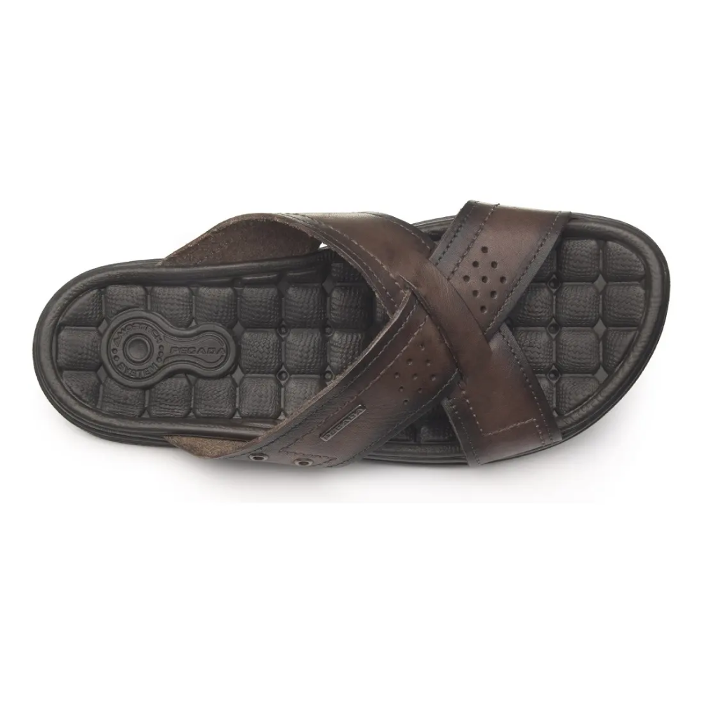 Chinelo Masculino Pegada em Couro Pinhão Cravo