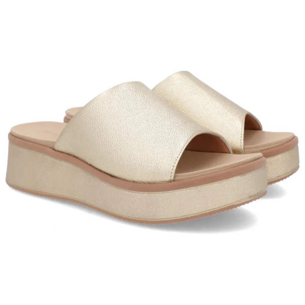 Tamanco Usaflex em Couro Dourado AM23002