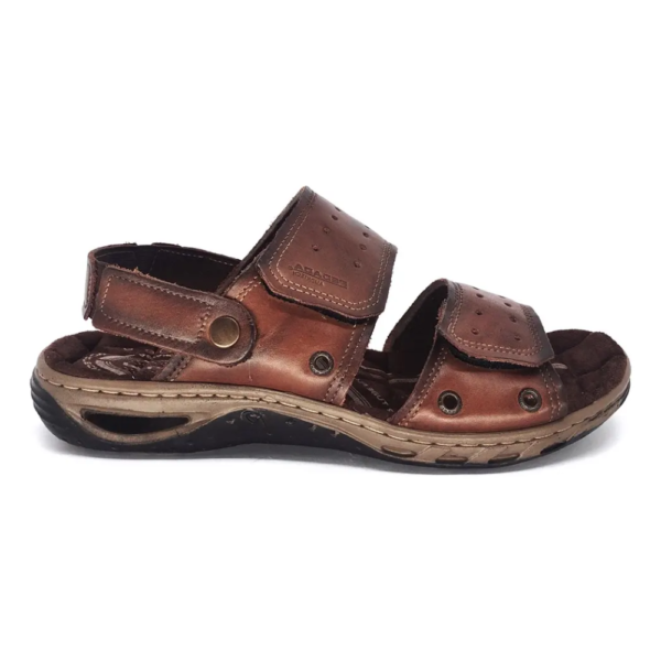 Sandália Pegada Masculina em Couro Pinhão 131668-02