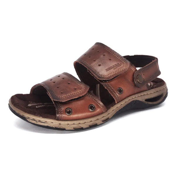 Sandália Pegada Masculina em Couro Pinhão 131668-02