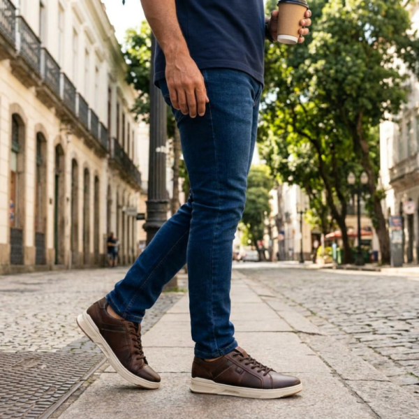 Sapatênis Masculino Pegada em Couro Marrom 110605-07