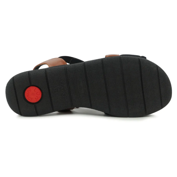 Sandália Usaflex em Couro Plataforma Bicolor Preto e Marrom AA3008