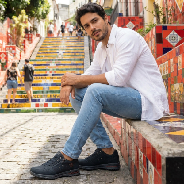 Sapatênis Masculino Pegada em Couro Marinho 111801-06