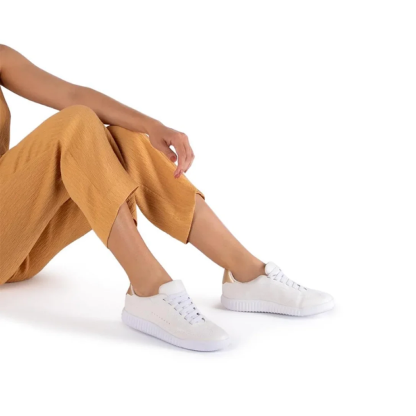 Tênis Feminino Usaflex em Couro Branco AN08003