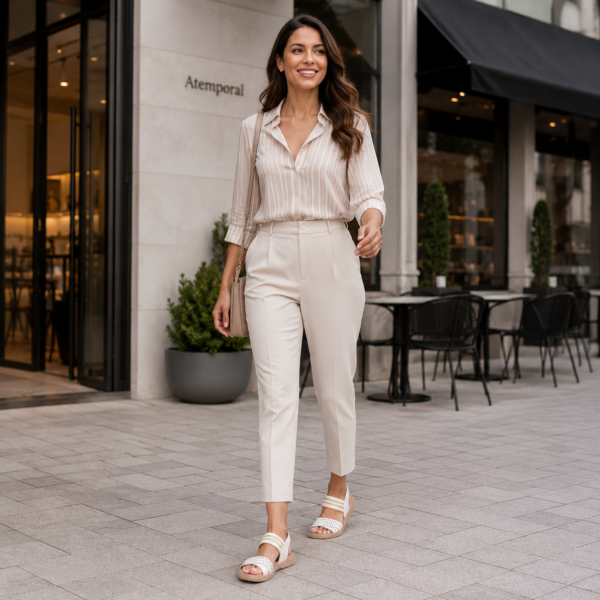 Sandália Usaflex Feminina em Couro Off-White PA03001
