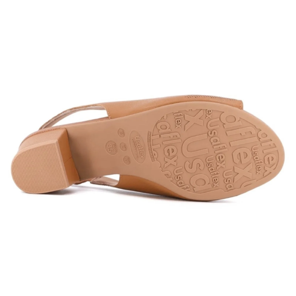 Sandália Usaflex Slingback em Couro Marrom Y8214