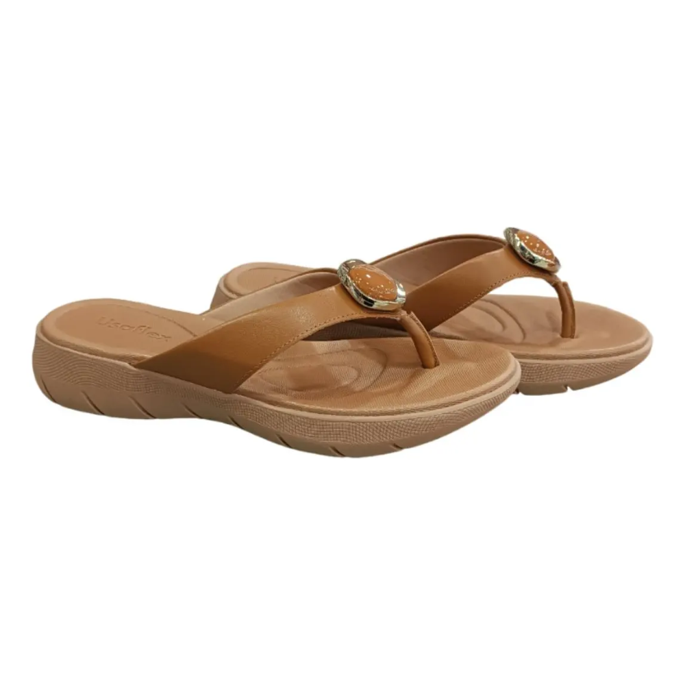 Chinelo Usaflex em Couro Marrom AL1406 - Imagem 2