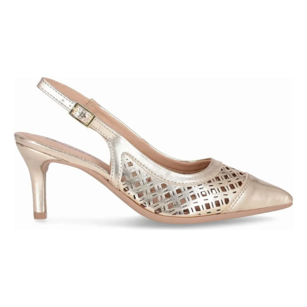 Sapato Feminino Piccadilly Slingback Silvia Salto Fino Dourado 772002