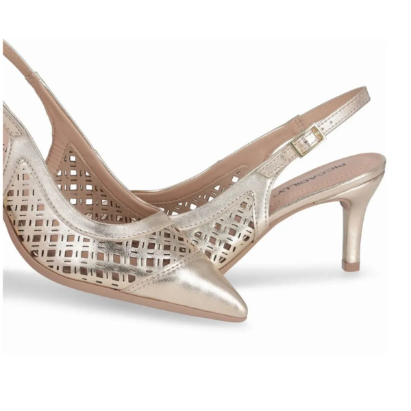 Sapato Feminino Piccadilly Slingback Silvia Salto Fino Dourado 772002