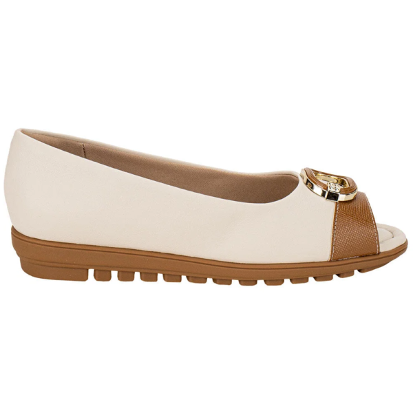 Sapatilha Peep toe Feminina Anabela Piccadilly Off-white 112007