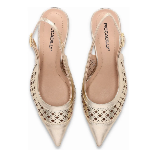 Sapato Feminino Piccadilly Slingback Silvia Salto Fino Dourado 772002