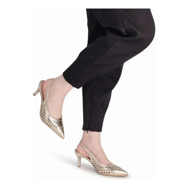Sapato Feminino Piccadilly Slingback Silvia Salto Fino Dourado 772002