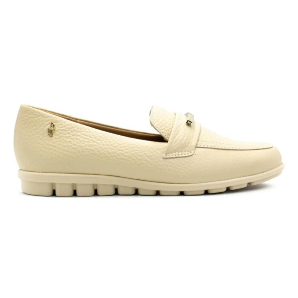 Mocassim Feminino Usaflex em Couro Off-white AL3404