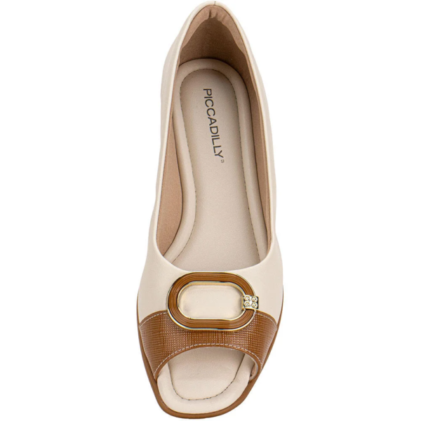 Sapatilha Peep toe Feminina Anabela Piccadilly Off-white 112007
