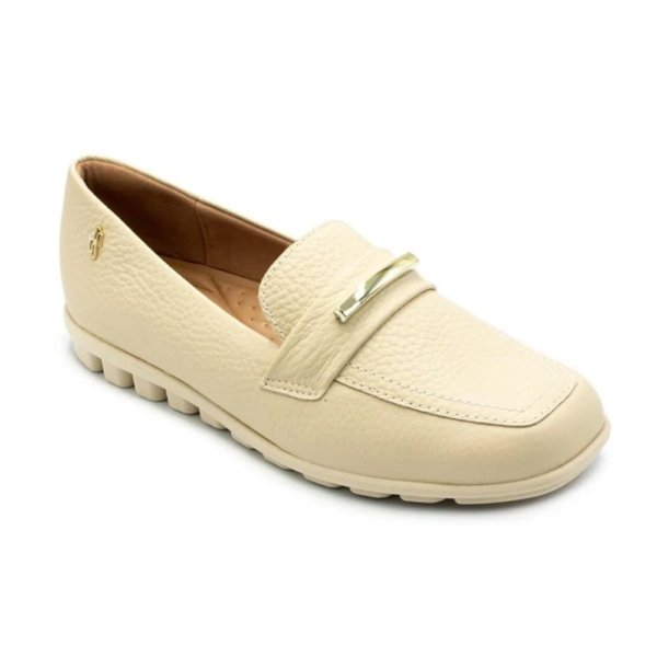 Mocassim Feminino Usaflex em Couro Off-white AL3404