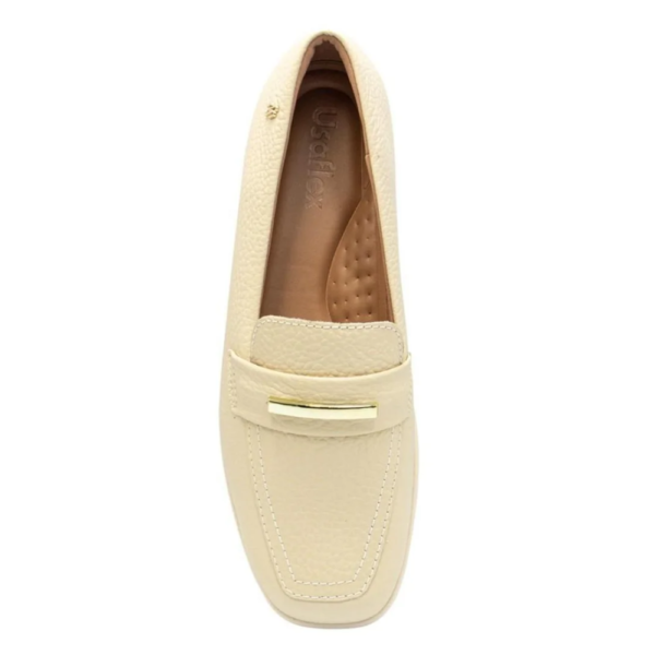 Mocassim Feminino Usaflex em Couro Off-white AL3404