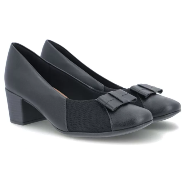 Scarpin Usaflex Salto Médio Couro Preto AF1208