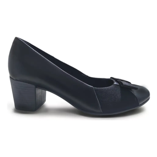 Scarpin Usaflex Salto Médio Couro Preto AF1208
