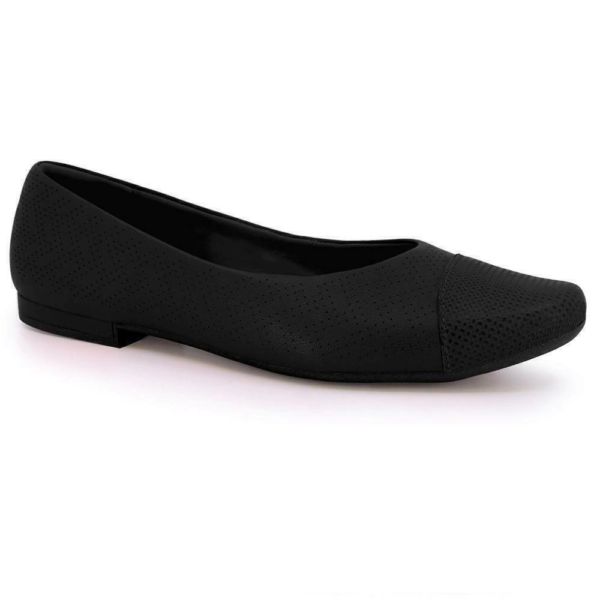 Sapatilha Feminina Usaflex em Couro Bico Redondo Preto MM0102