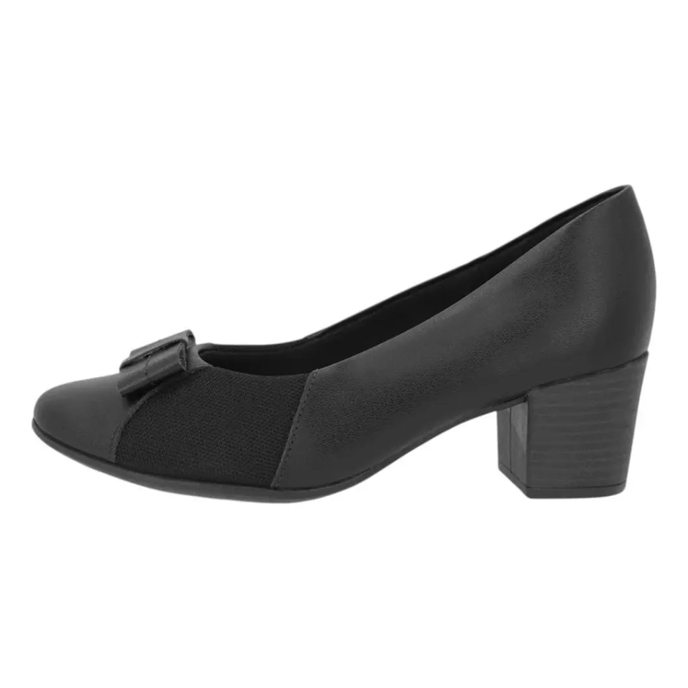 Scarpin Usaflex Salto Médio Couro Preto AF1208 - Imagem 3
