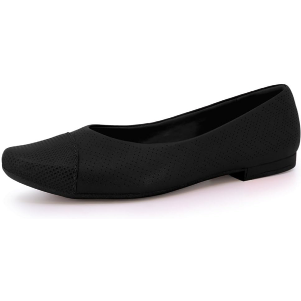 Sapatilha Feminina Usaflex em Couro Bico Redondo Preto MM0102