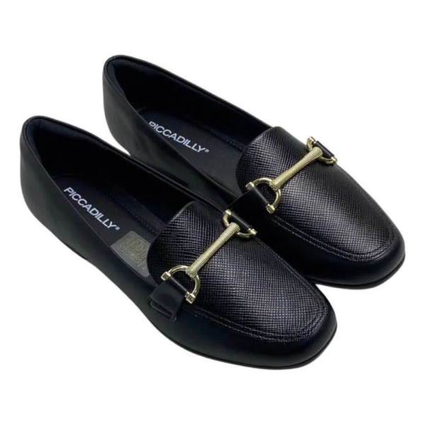 Mocassim Raquel Salto Baixo Piccadilly Preto 250266