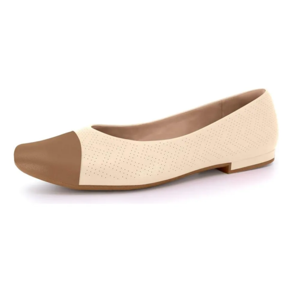 Sapatilha Feminina Usaflex em Couro Bico Redondo Off-White MM0102
