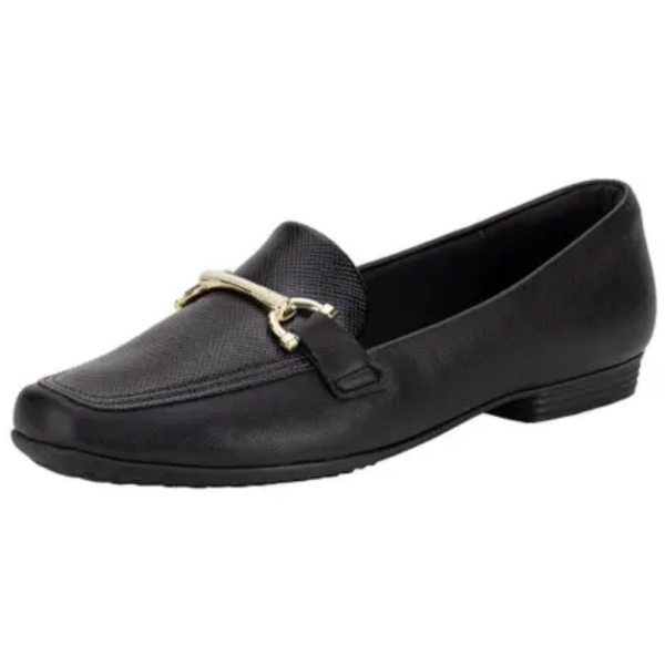 Mocassim Raquel Salto Baixo Piccadilly Preto 250266