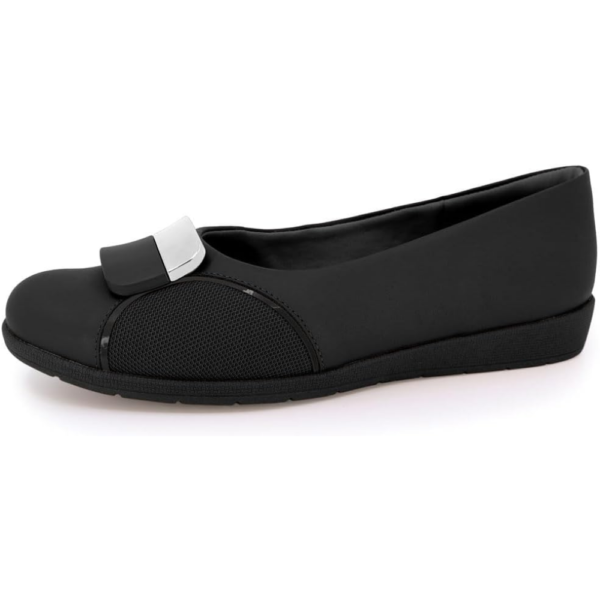 Sapatilha Feminina Usaflex em Couro Bico Redondo Preto MM0201