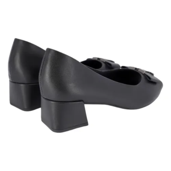 Peep Toe Usaflex Salto Bloco Couro Preto AG1624