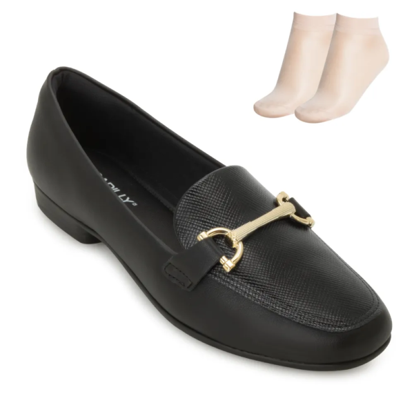 Mocassim Raquel Salto Baixo Piccadilly Preto 250266