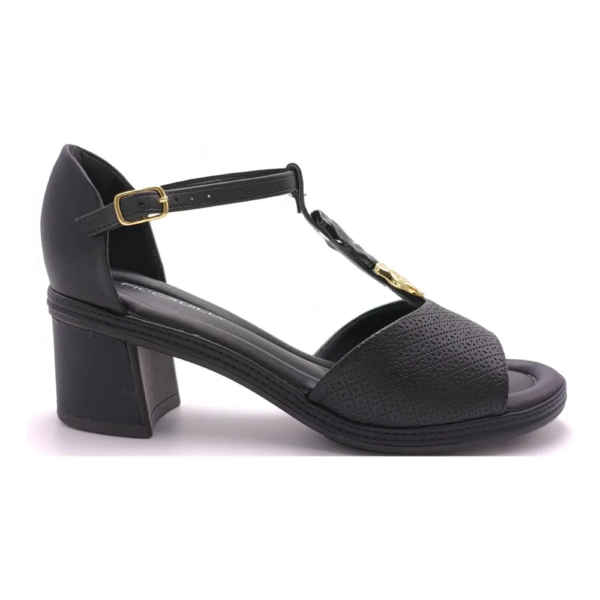 Sandália Feminina Piccadilly Salto Bloco Médio Preto 566078
