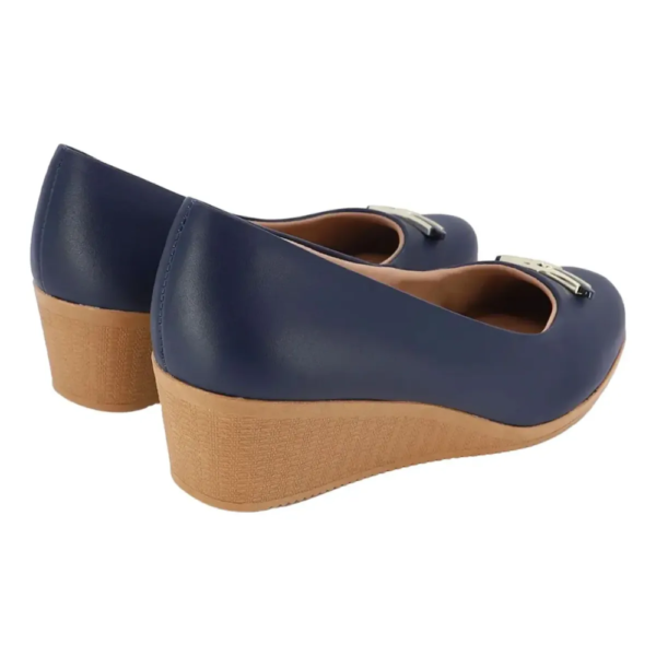 Sapato Usaflex Scarpin Salto Anabela Em Couro Azul AA3812