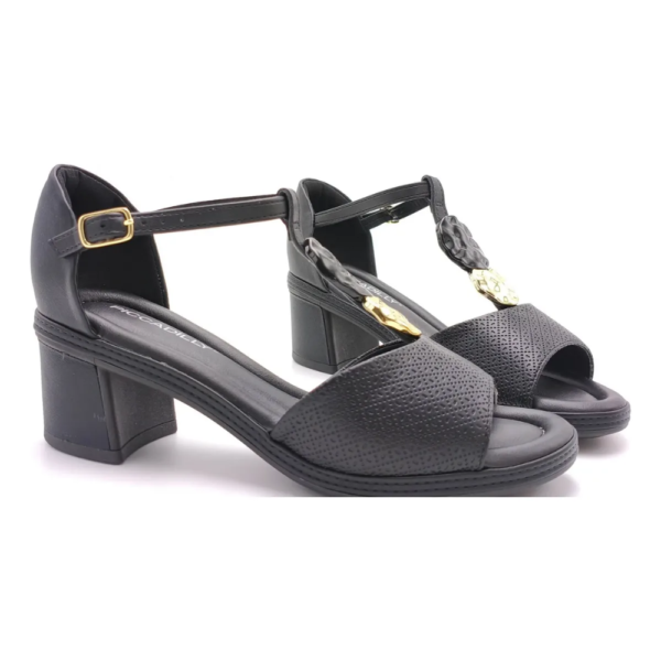 Sandália Feminina Piccadilly Salto Bloco Médio Preto 566078