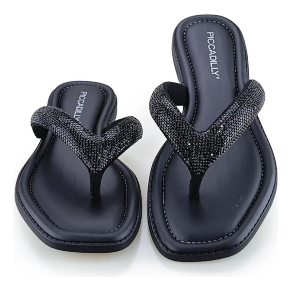 Chinelo Feminino Piccadilly Preto com Strass Preto 508039