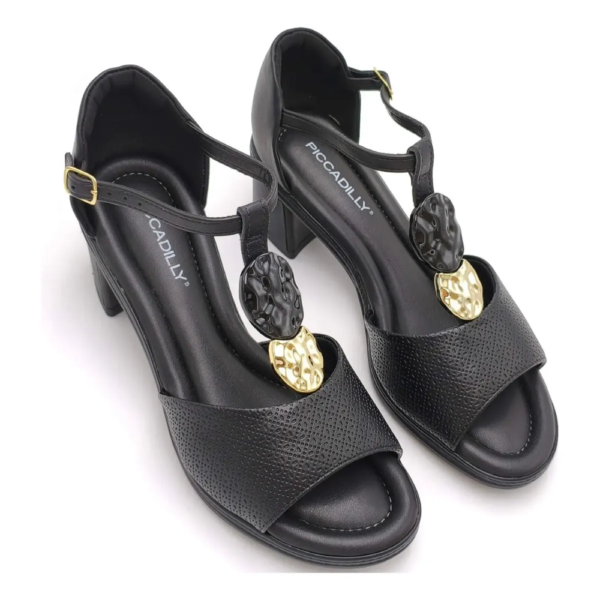 Sandália Feminina Piccadilly Salto Bloco Médio Preto 566078