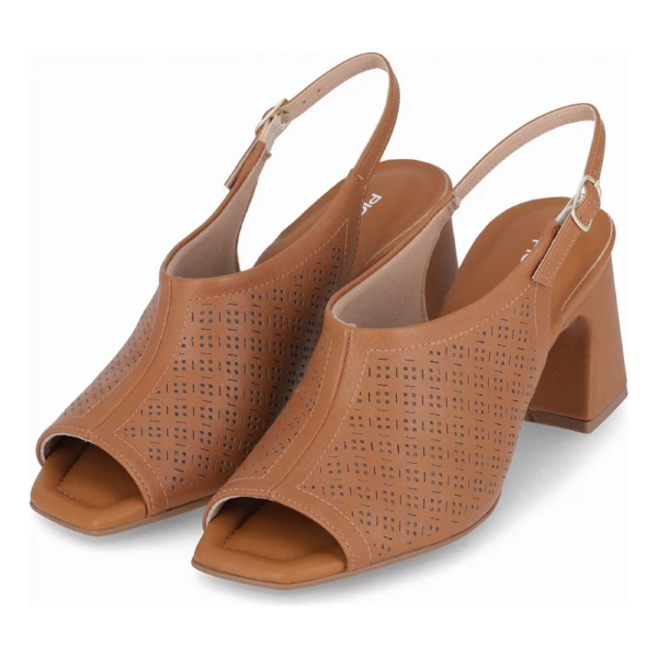 Sandália Feminina Piccadilly Salto Bloco Caramelo 626055