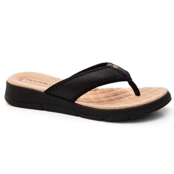 Chinelo Feminino Piccadilly Anabela Dedo Ortopédico Preto 571009