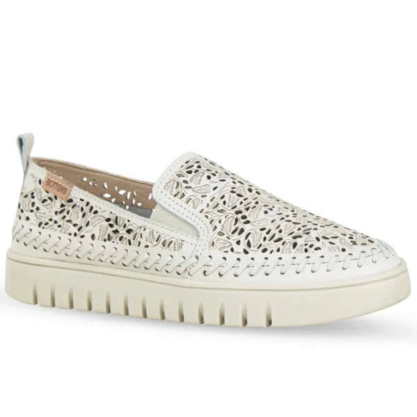 Tênis Bottero Feminino Casual Slip-On em Couro Off-white 372601