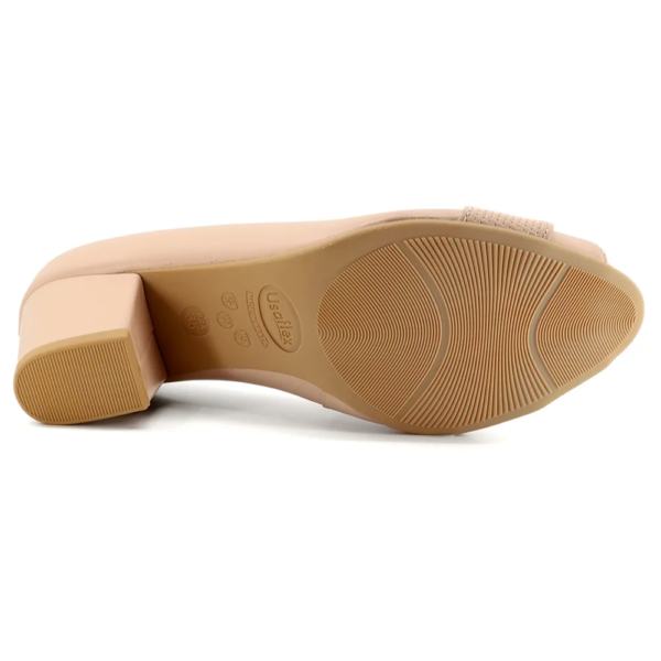 Peep Toe Usaflex Salto Bloco Couro Rose Q6694
