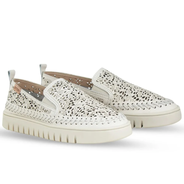 Tênis Bottero Feminino Casual Slip-On em Couro Off-white 372601