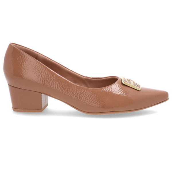 Scarpin Salto Bloco Marrom Vernizado AM33002