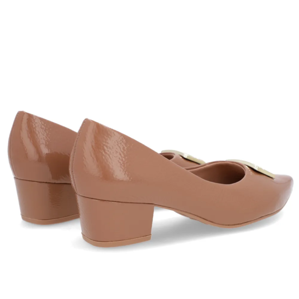 Scarpin Salto Bloco Marrom Vernizado AM33002