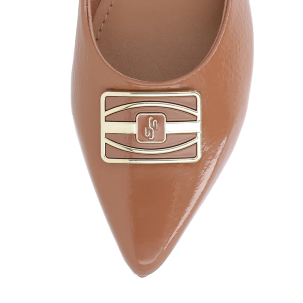 Scarpin Salto Bloco Marrom Vernizado AM33002