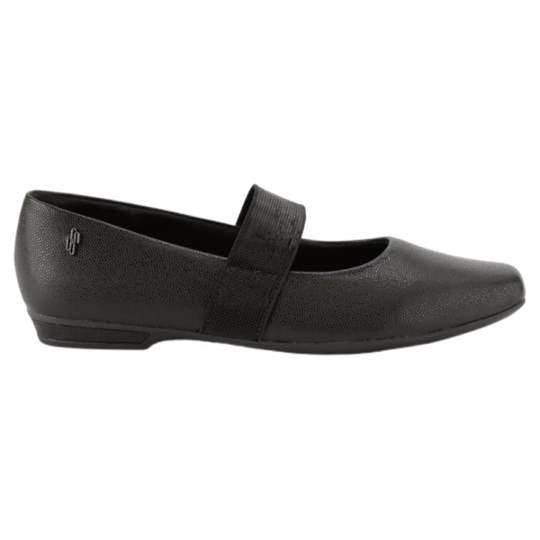 Sapatilha Feminina Usaflex em Couro Boneca Bico Quadrado Preto UC0502