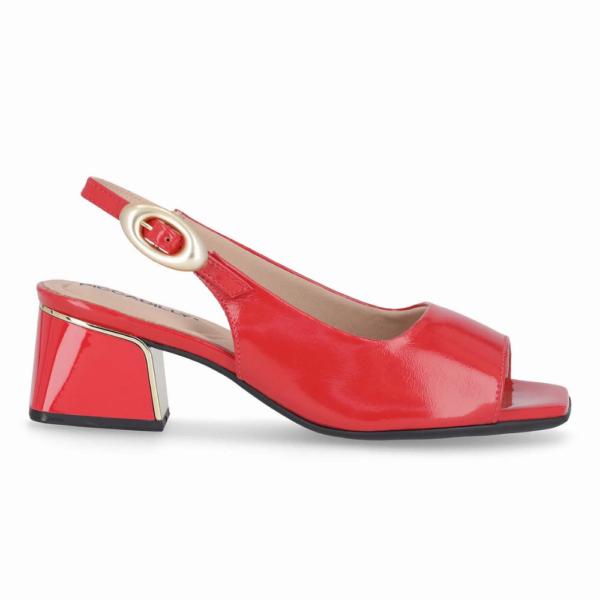 Sandália Slingback Renee Salto Médio Vermelho 543099