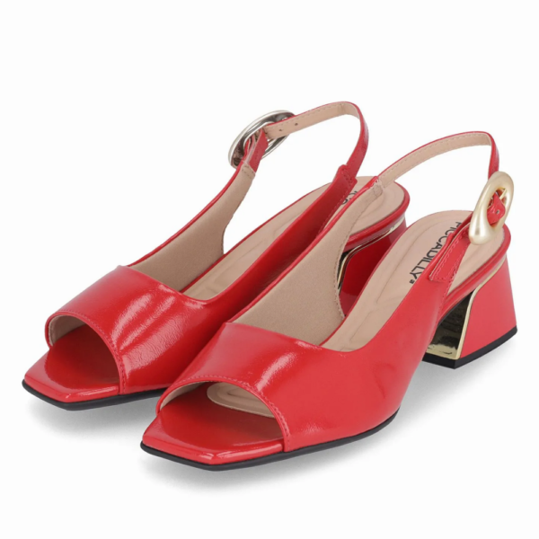 Sandália Slingback Renee Salto Médio Vermelho 543099