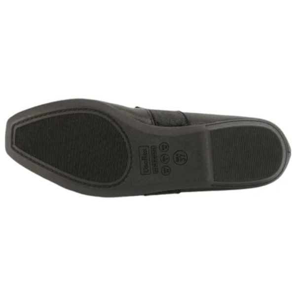 Sapatilha Feminina Usaflex em Couro Boneca Bico Quadrado Preto UC0502